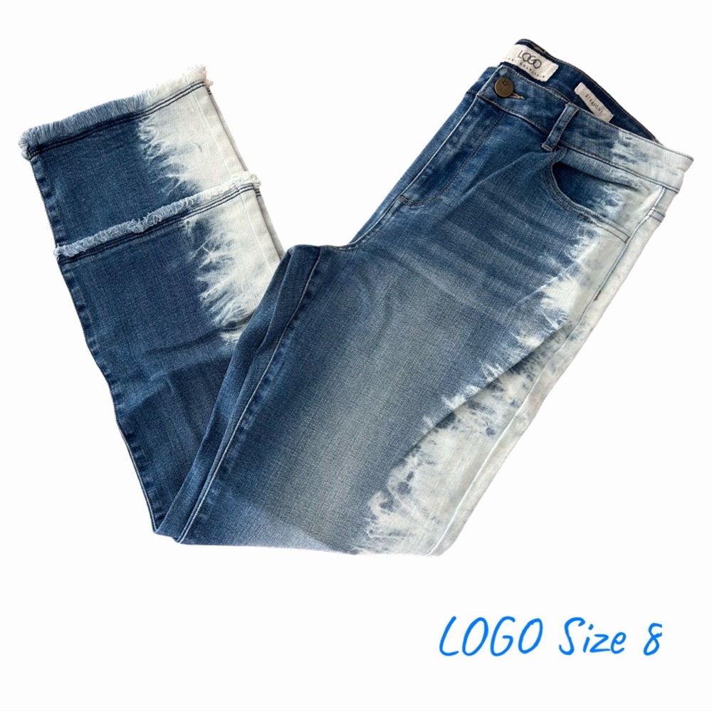 LOGO Straight Tie Dye Jeans w/Stretch Size 8